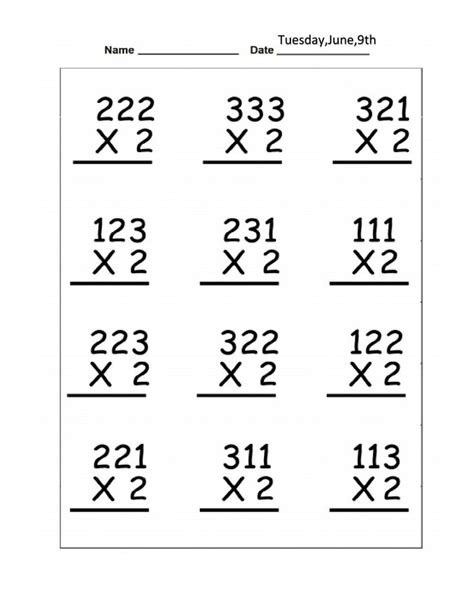 multiplication without regrouping worksheets|free multiplication facts to 12.